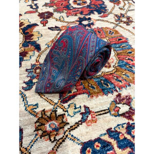 Liberty of London Red Blue Paisley Silk Necktie Made in USA Vintage